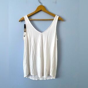 NWT Dex Tank Top Reversible Womens Small White Sleeveless Scoop Neck / V Neck